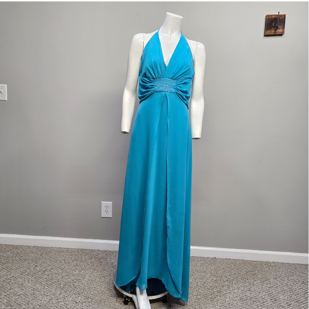 Vintage Y2K Jessica McClintock Prom Gown Maxi Dress Size 9 Empire Corset Halter